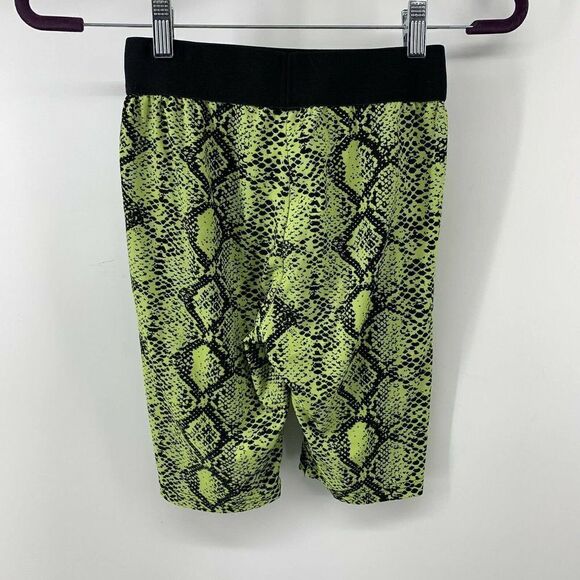 Snakeskin Neon Yellow Bike Shorts Stretch Fit S - Picture 2 of 5